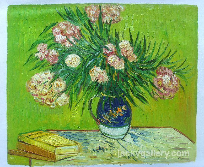 VASE WITH OLEANDERS AND BOOKS,, Van Gogh painting